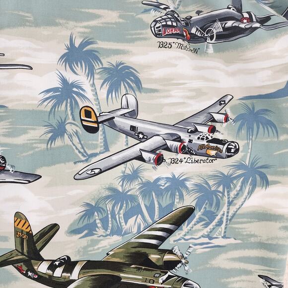 Kalaheo Hawaiian Shirt 2XL Size Men's Button Up Military Planes Liberator - Picture 9 of 14